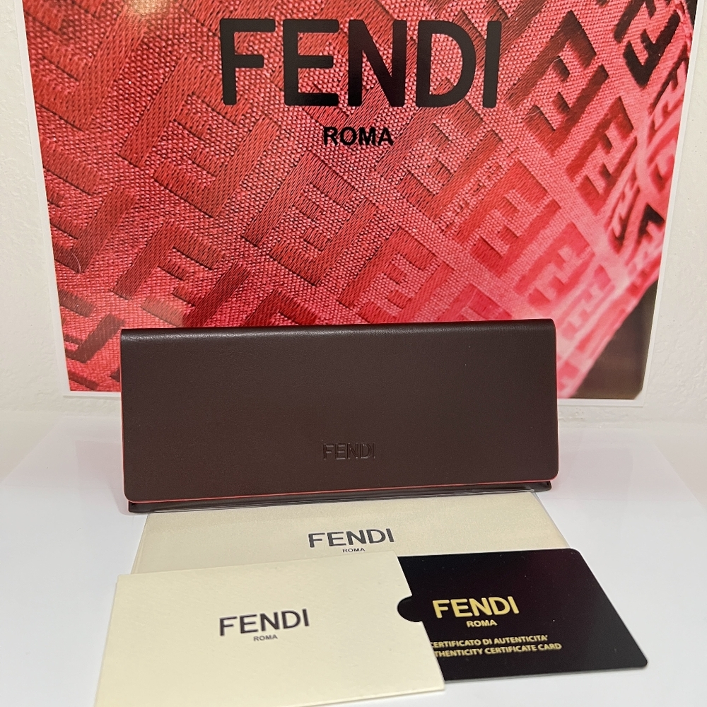 NEW FENDI Glasses Case Brown